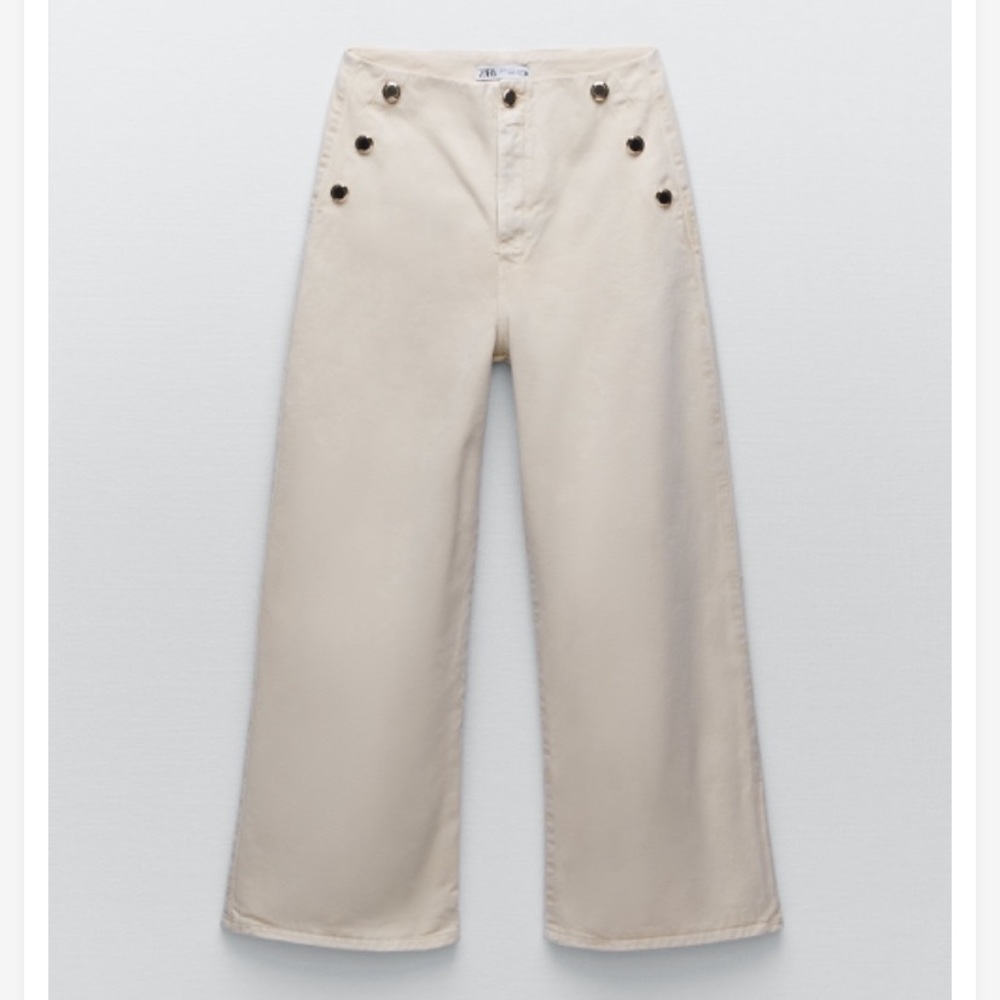 Zara high waist wide leg marine crops